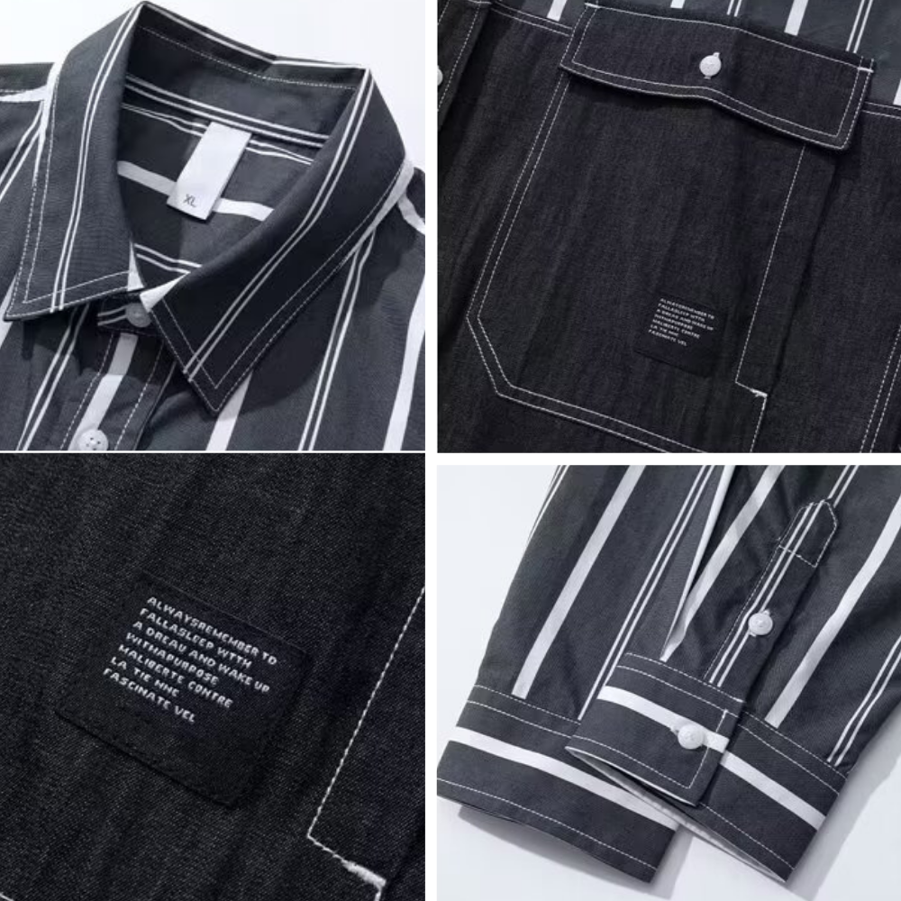 Denim Patchwork Striped Shirt