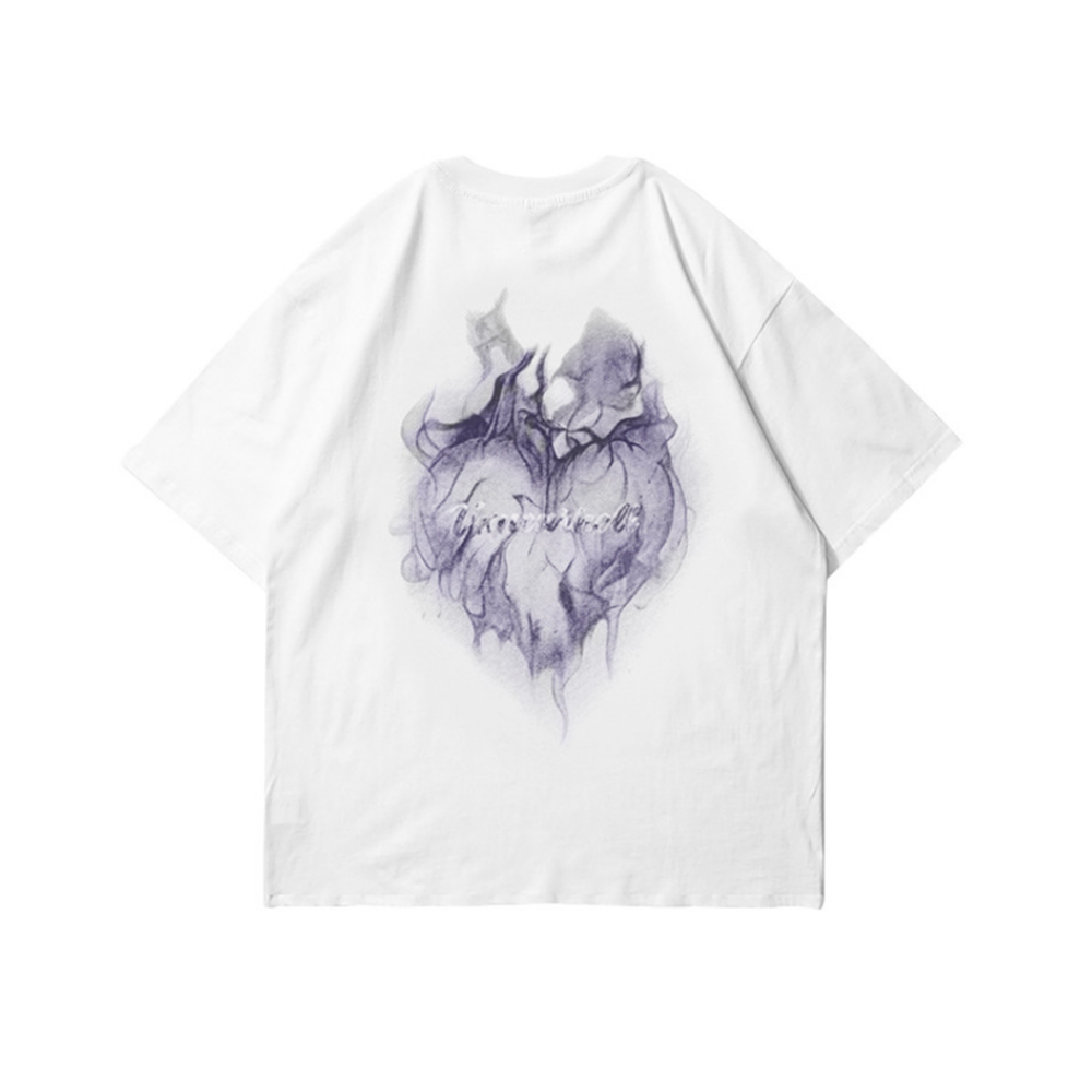 Urban Street Flame Heart Graphic T-Shirt