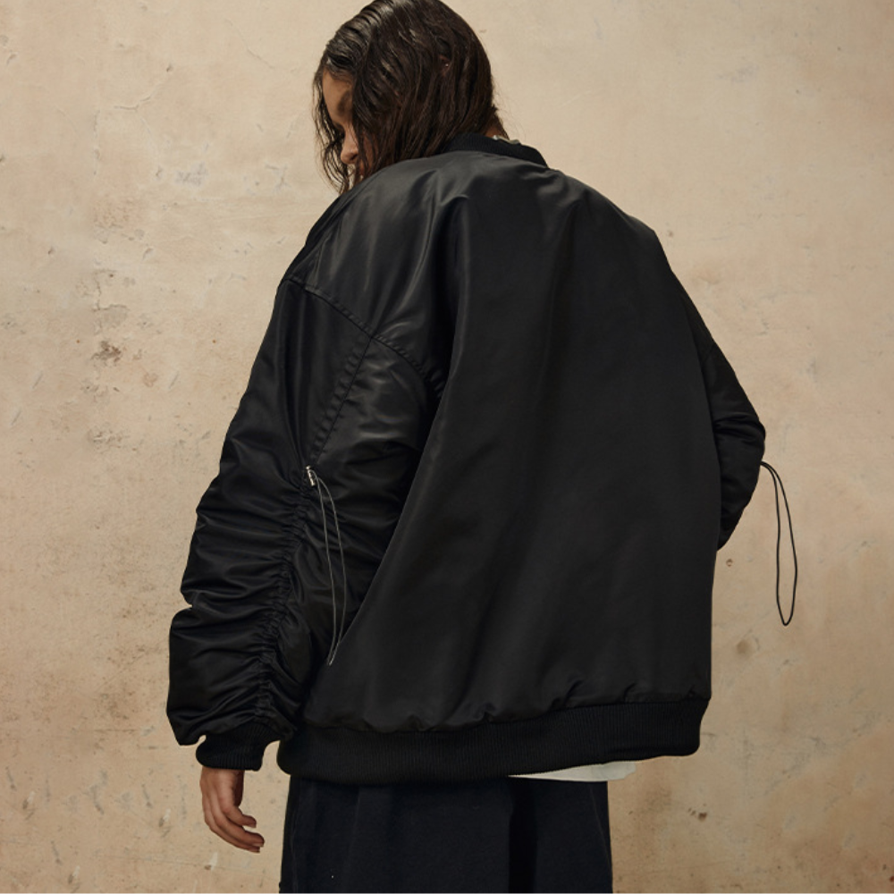 Retro Drawstring Bomber Jacket