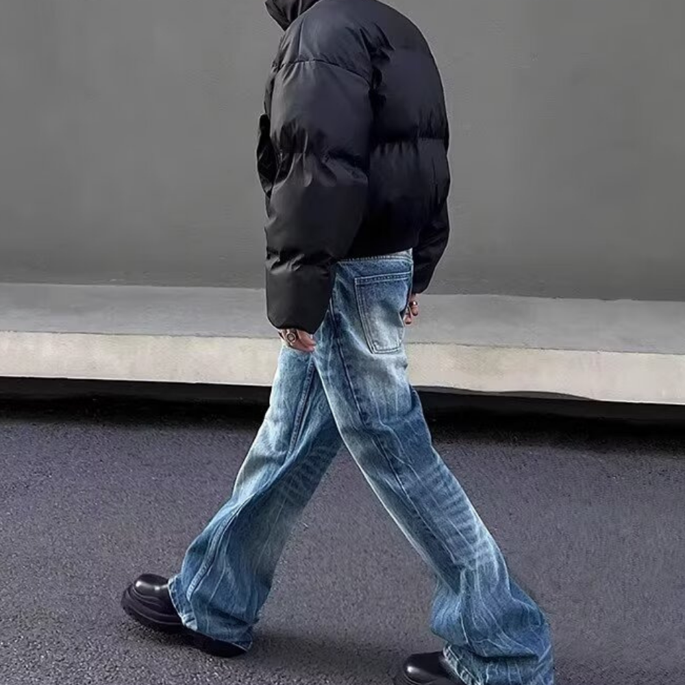 Washed Lightning Crack Jeans