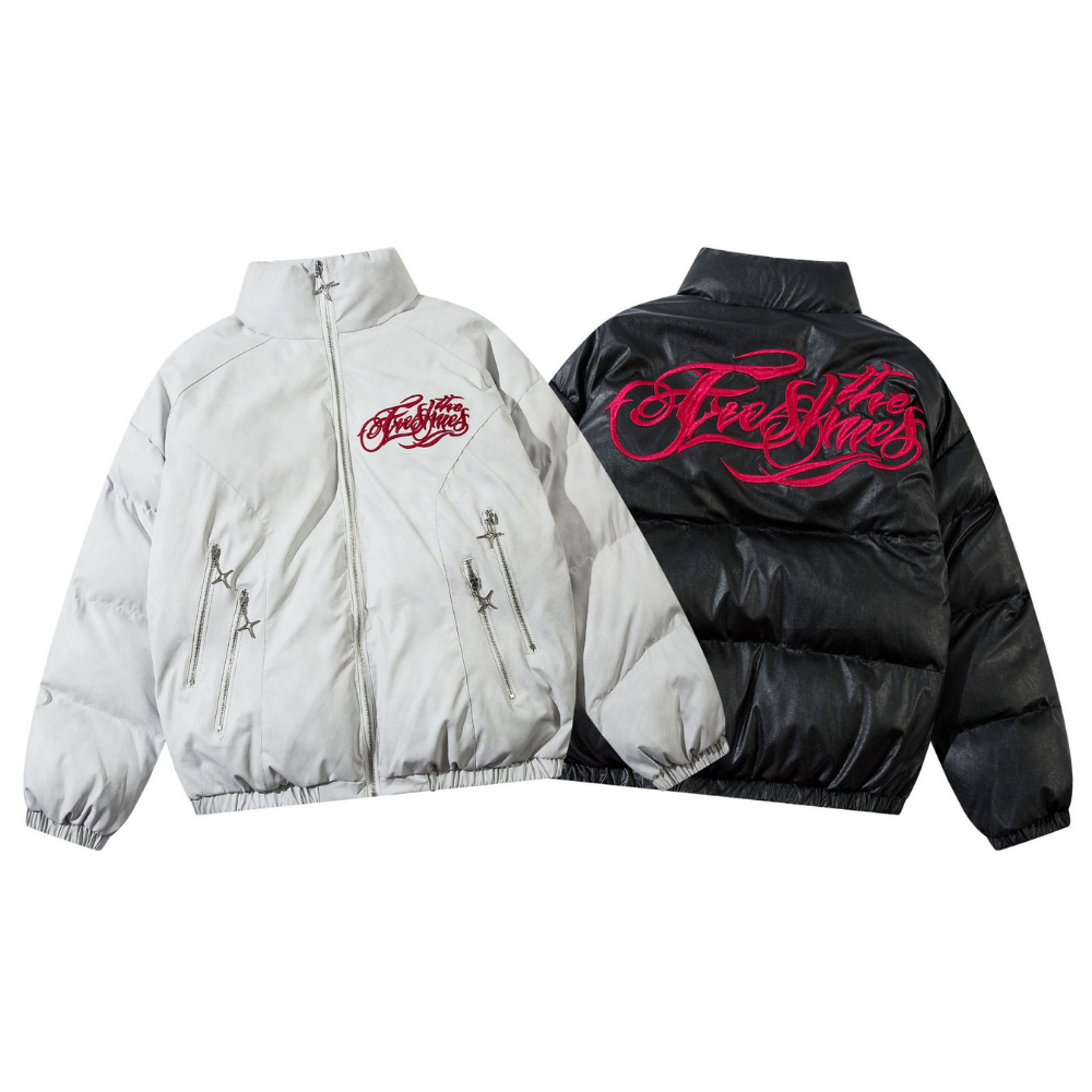 Oversize Embroidered Stand Collar Coat