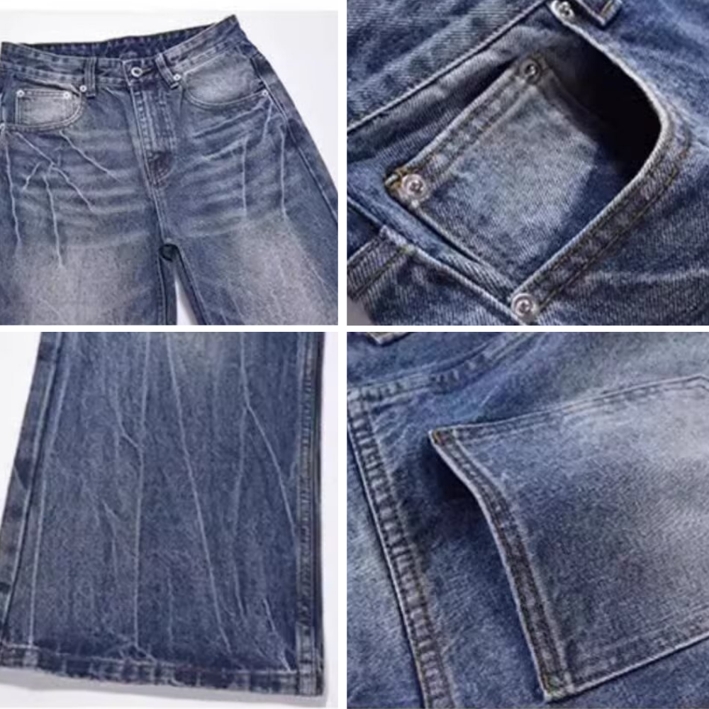 Washed Lightning Crack Jeans