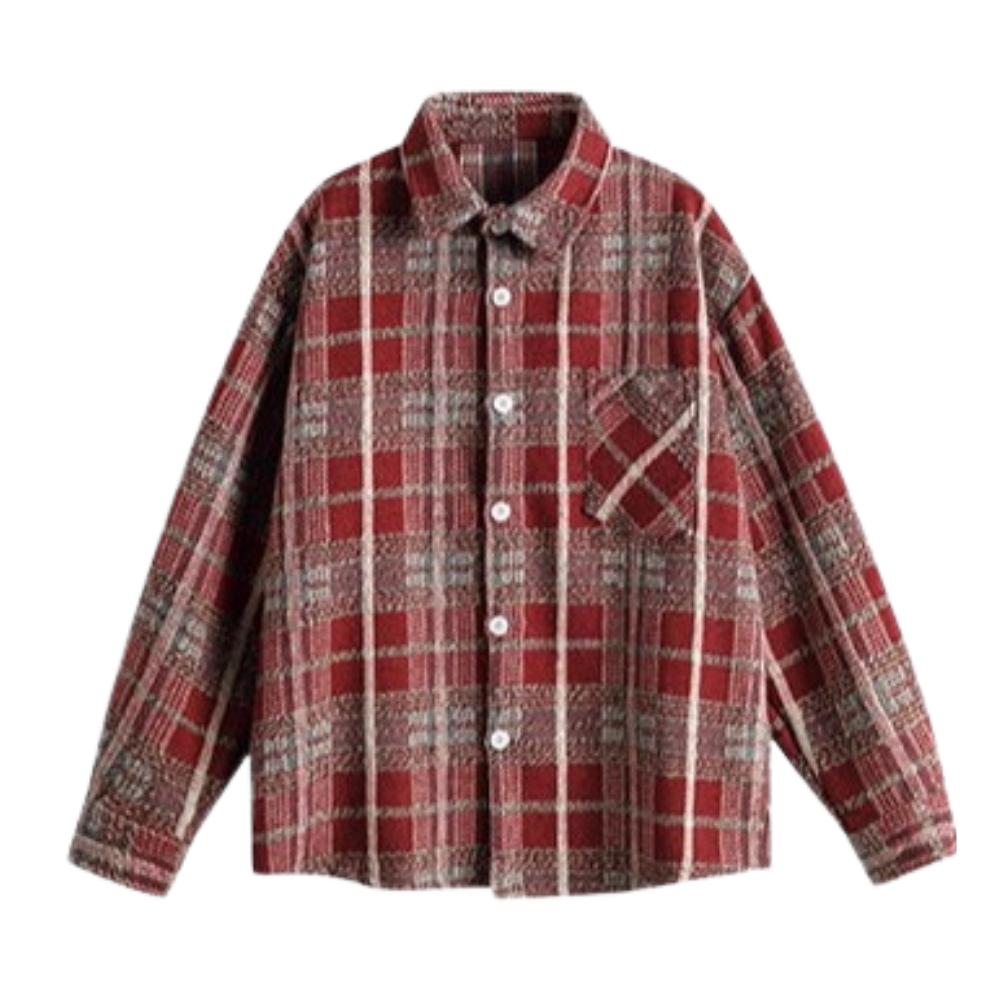 Retro Pocket Striped Plaid Shirt