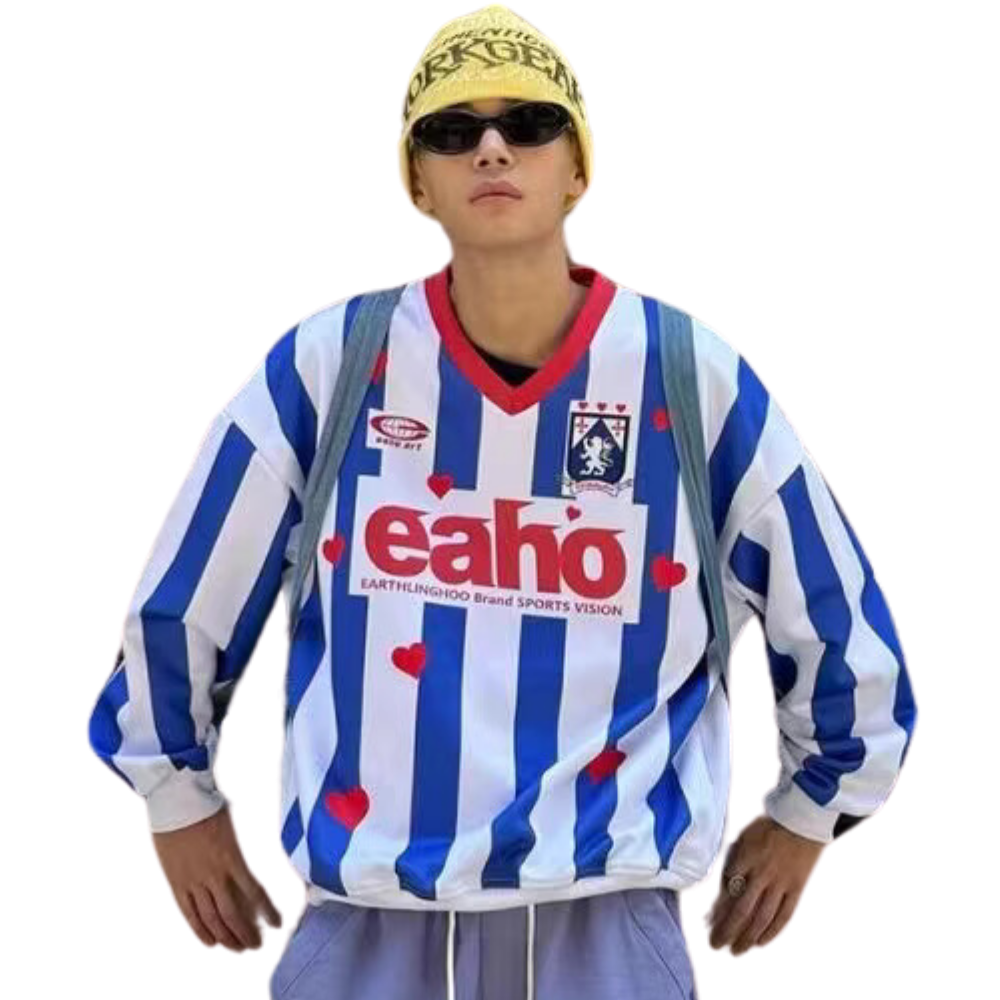 Navy White Stripes Heart Sweatshirt