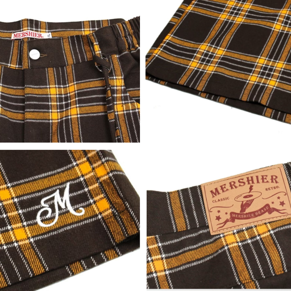 Retro Plaid Straight Shorts