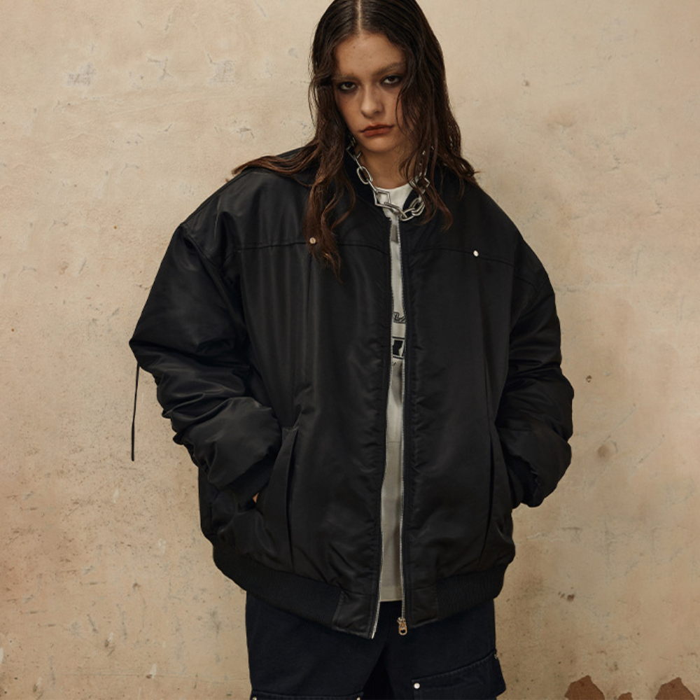 Retro Drawstring Bomber Jacket