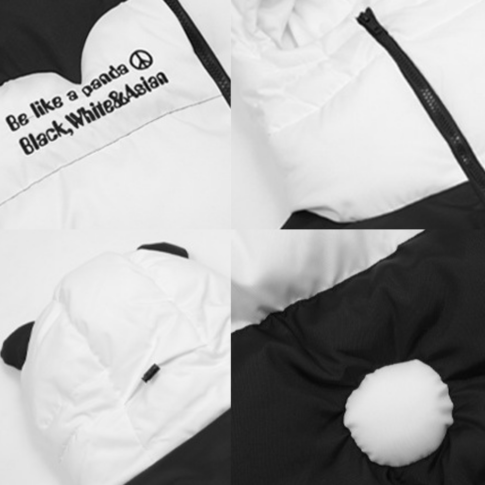 Panda-Paneled Windproof Hooded Coat