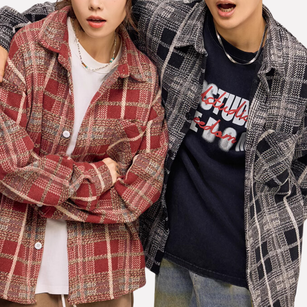 Retro Pocket Striped Plaid Shirt