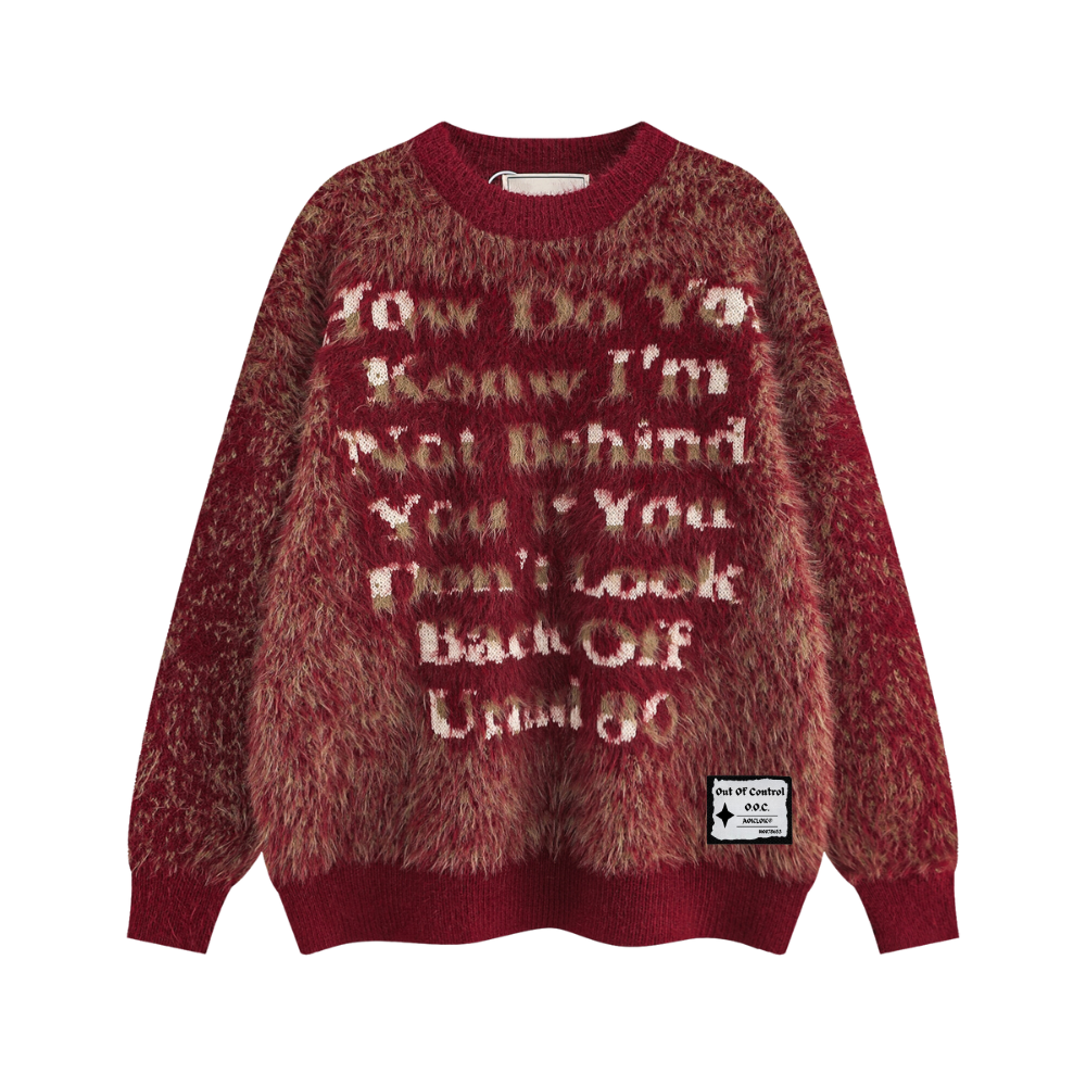 OOC' Vintage Letter Jacquard Loose Crewneck Sweater