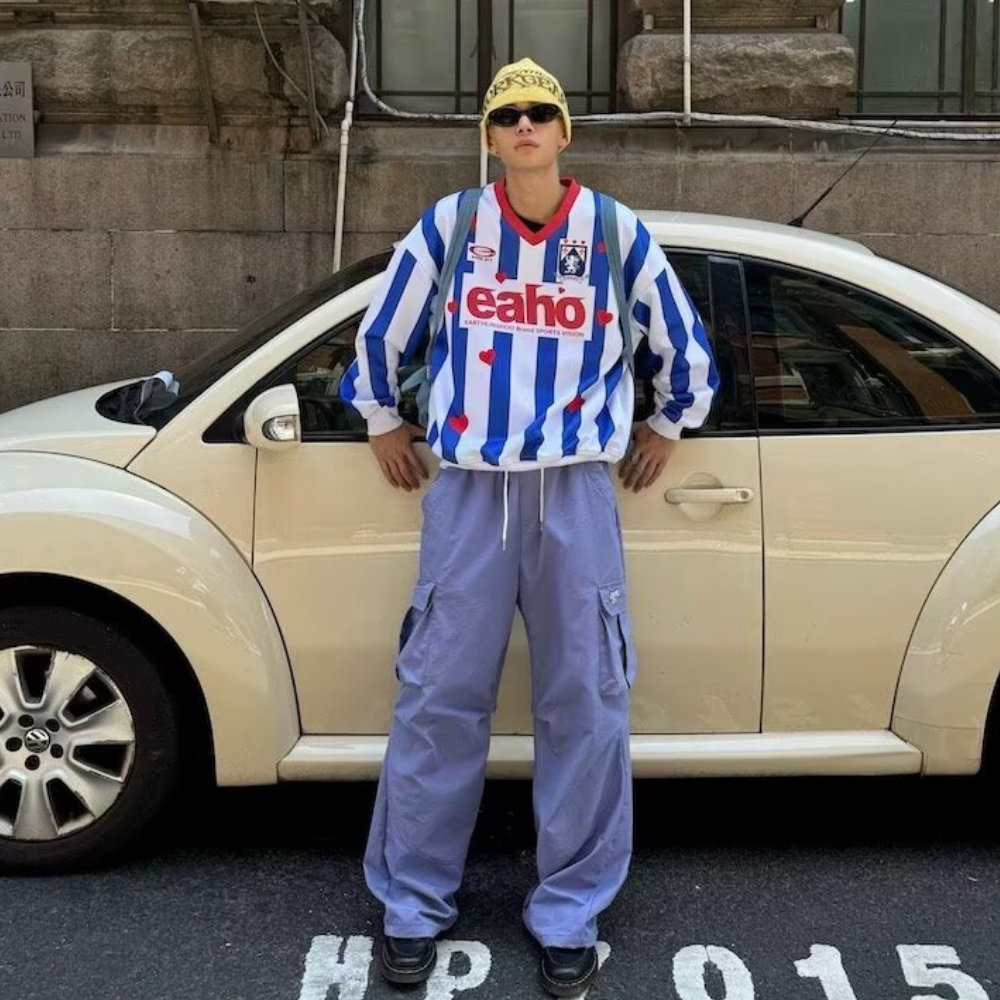 Navy White Stripes Heart Sweatshirt