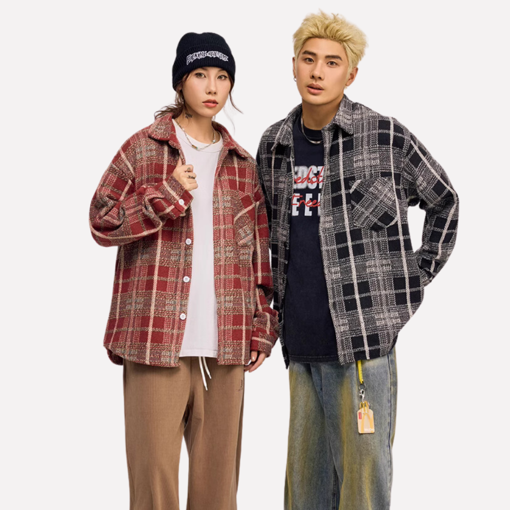 Retro Pocket Striped Plaid Shirt