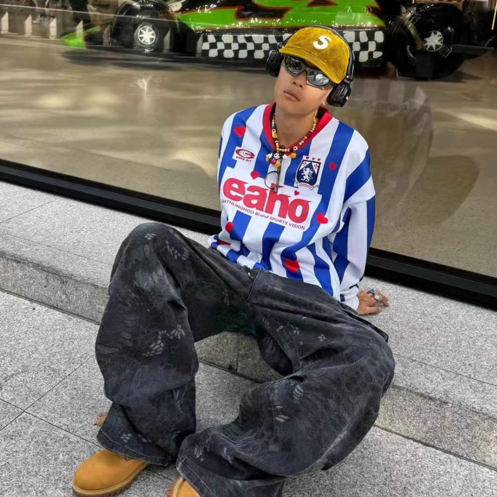 Navy White Stripes Heart Sweatshirt