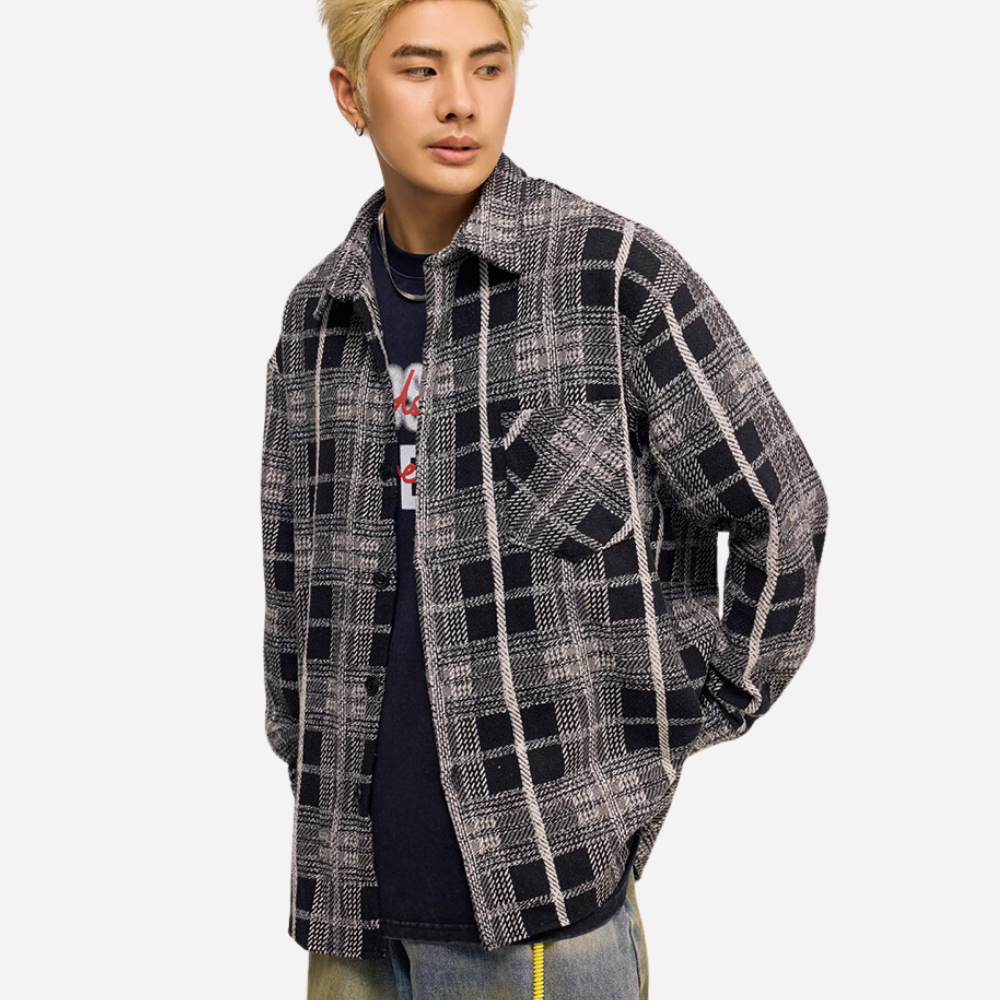 Retro Pocket Striped Plaid Shirt