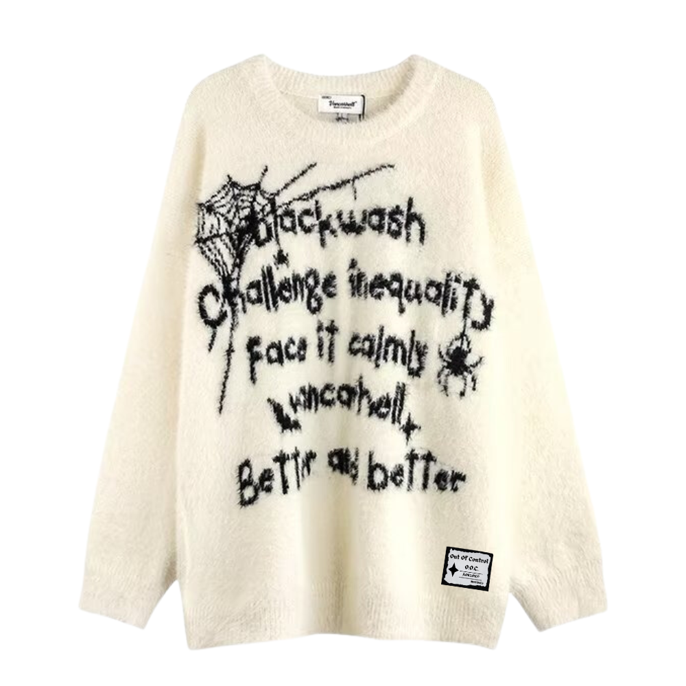 OOC' Casual Spider Lettering Knitted Sweater