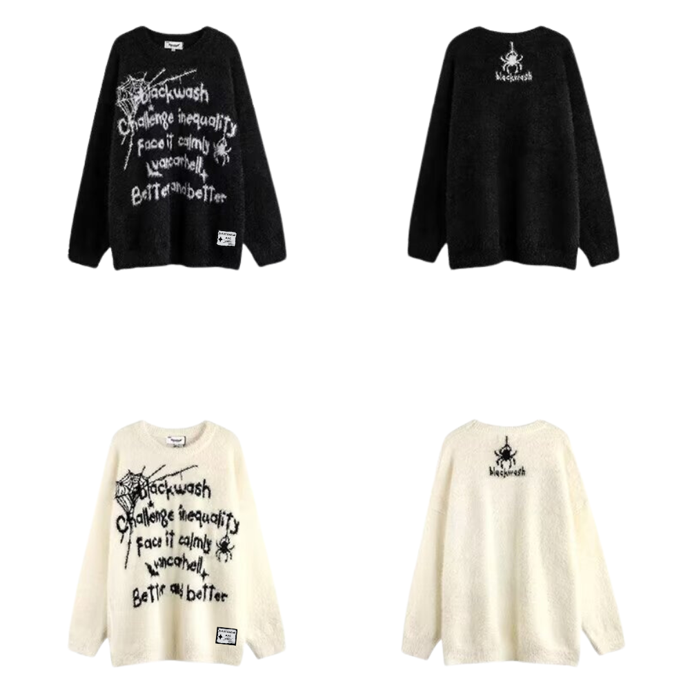 OOC' Casual Spider Lettering Knitted Sweater