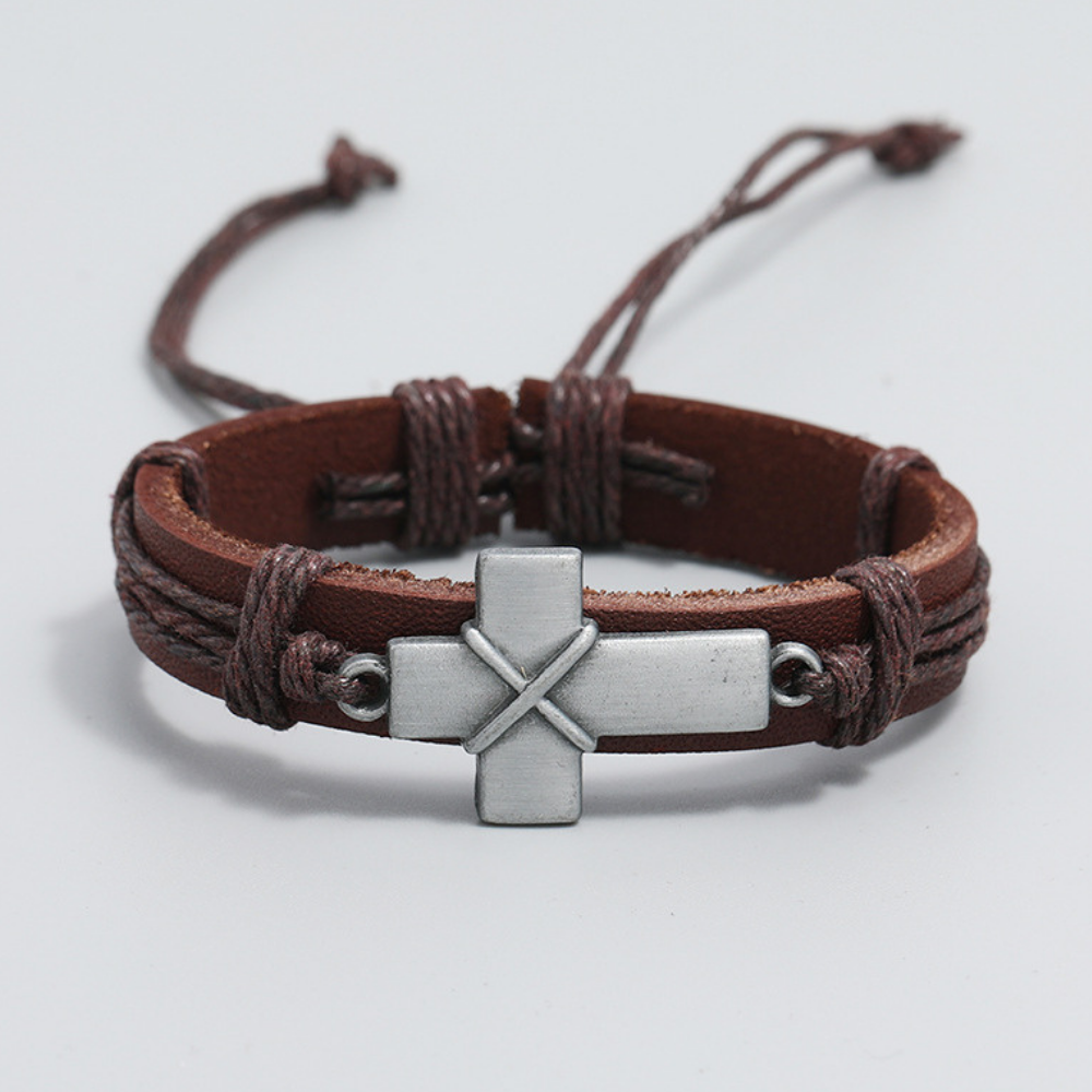 Cow Leather Cross Bracelet