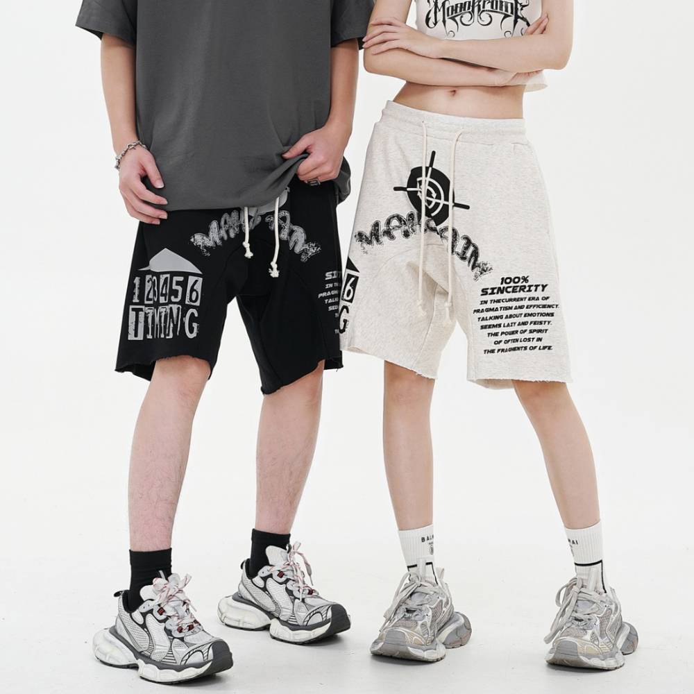 High Street Irregular Rolled Hem Sports Shorts