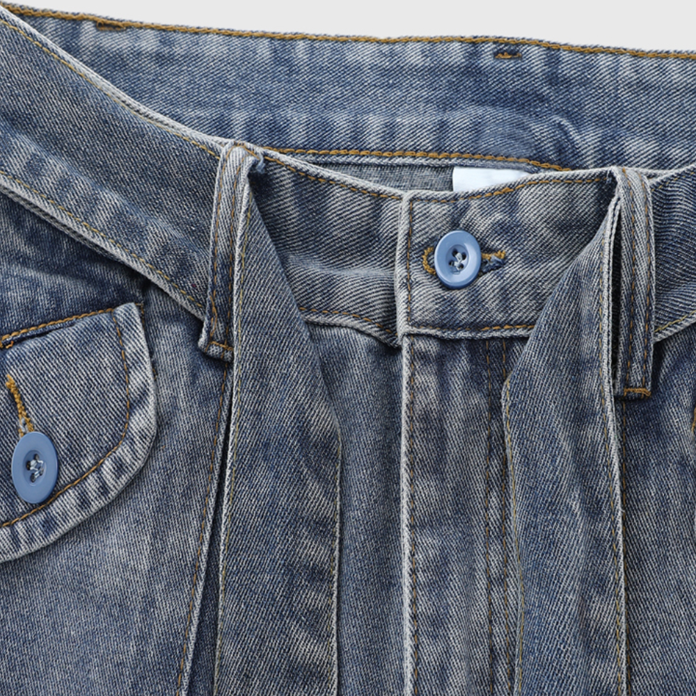 Street Multi Pocket Solid Cargo Jeans