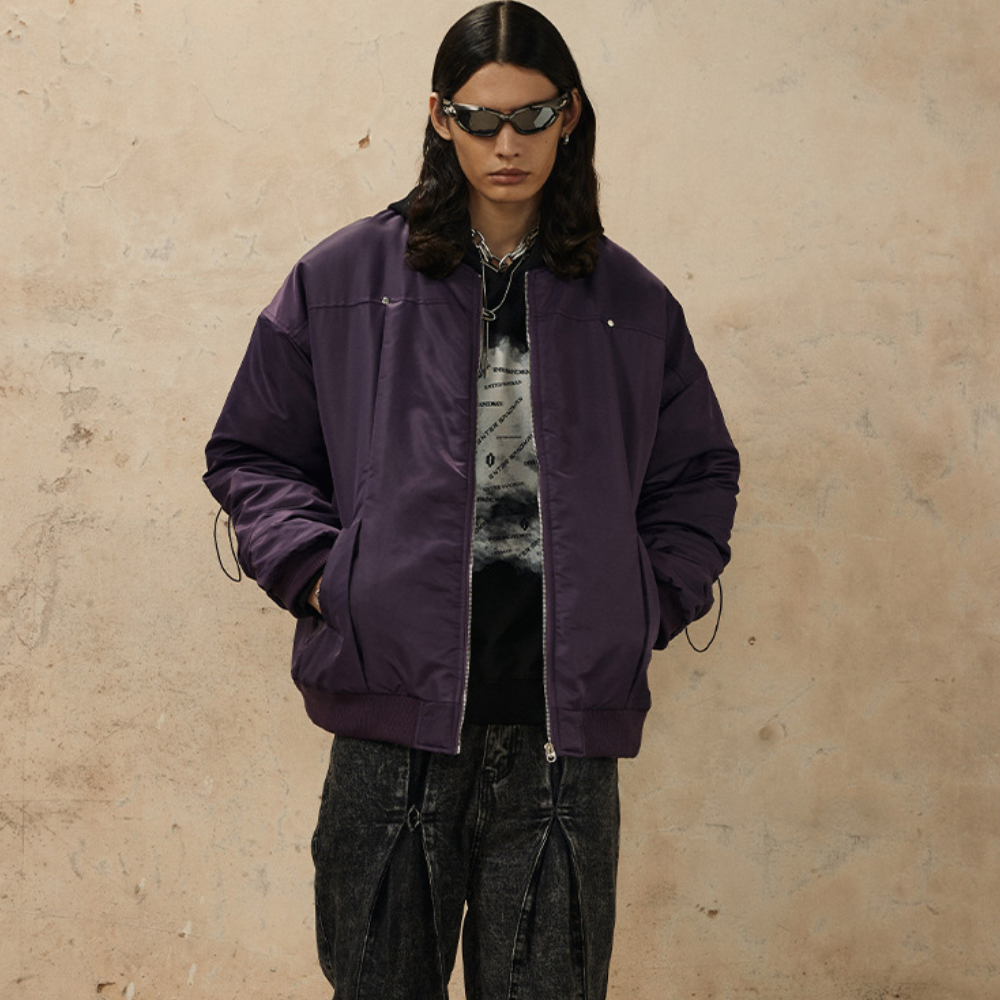 Retro Drawstring Bomber Jacket