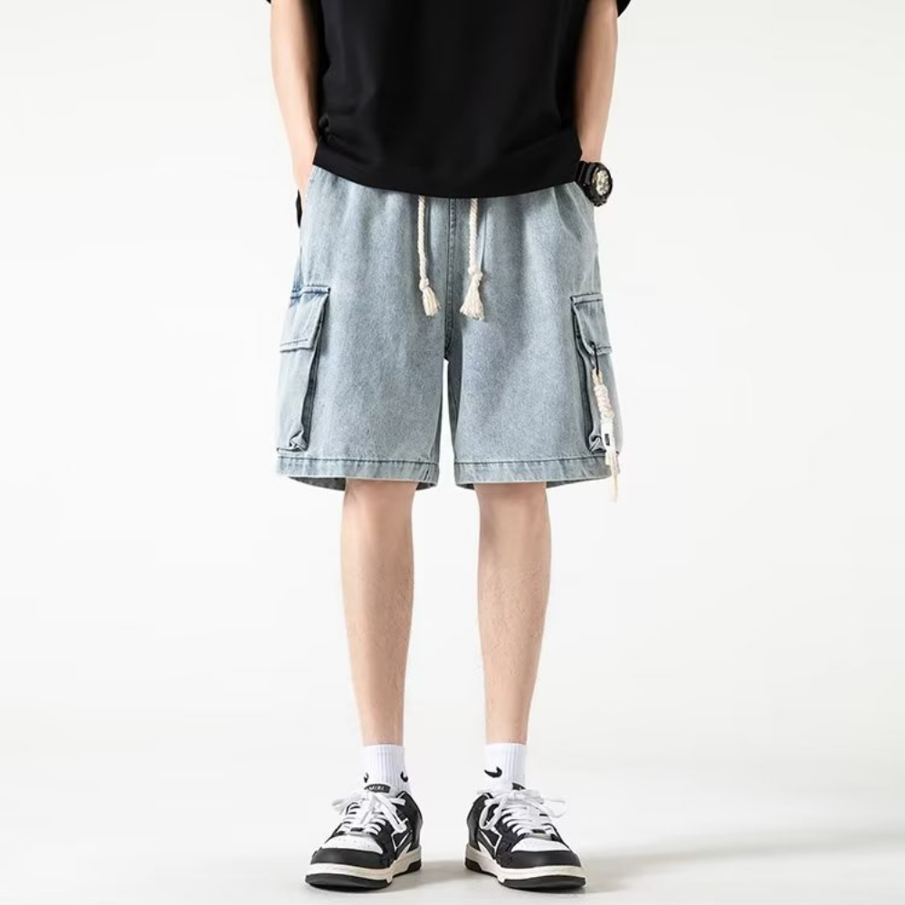 Urban Solid Drawstring Cargo Shorts