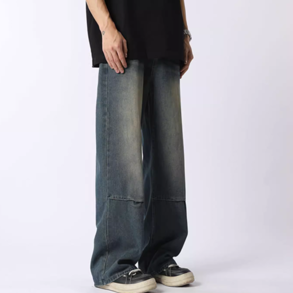 Distressed 3D Embroidered Whisker Jeans