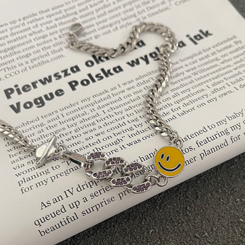 Cuban Smiley Clavicle Necklace
