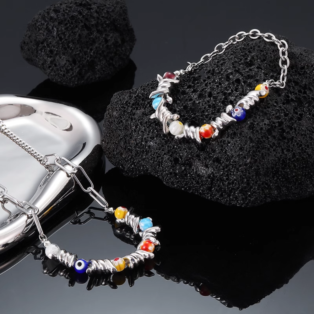 Street Color Glass Bead Necklace