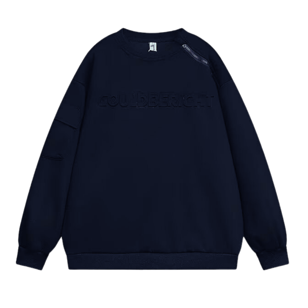 Heavy Embossed Letter Collar Zipper Sweatshirt