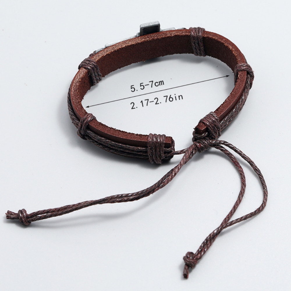 Cow Leather Cross Bracelet