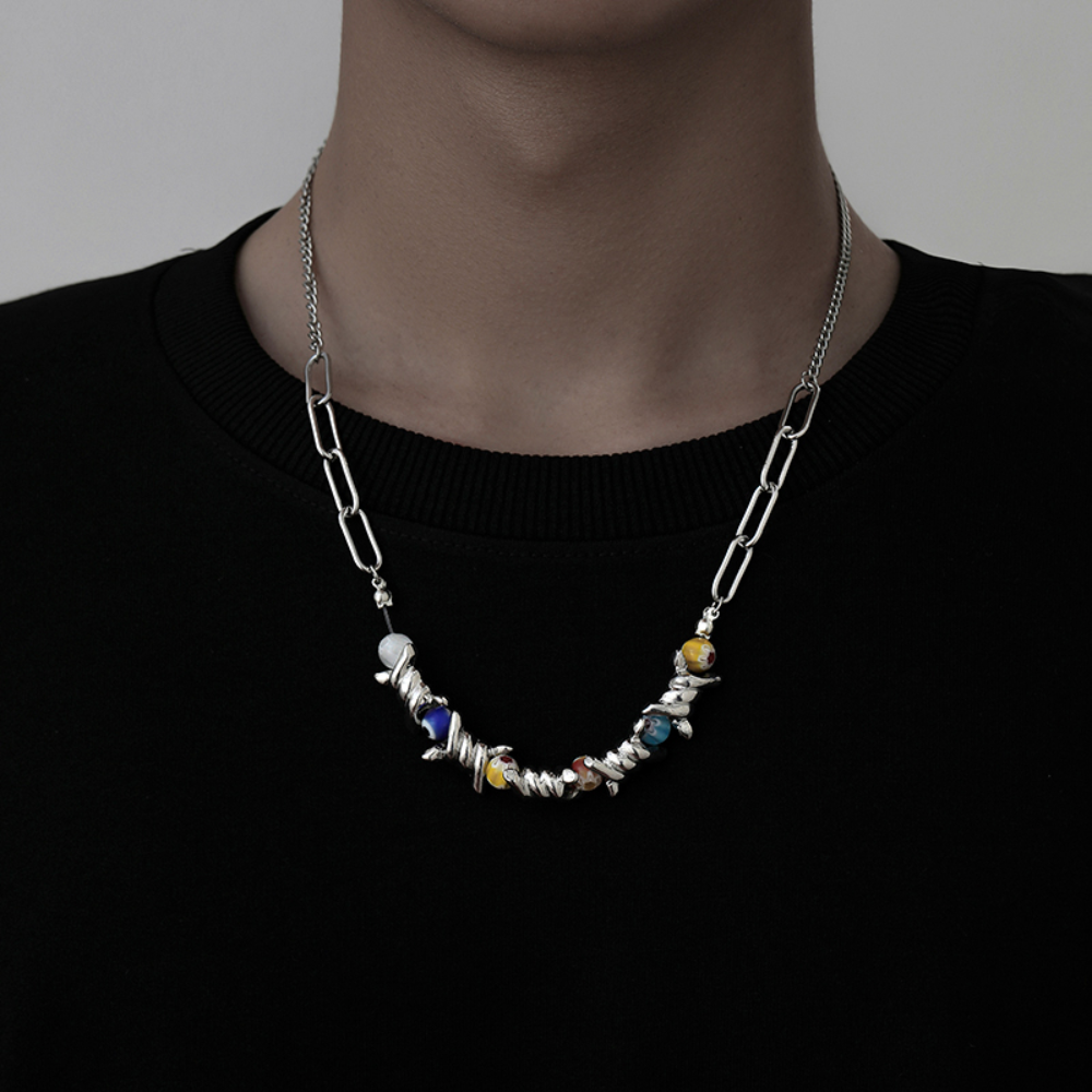 Street Color Glass Bead Necklace