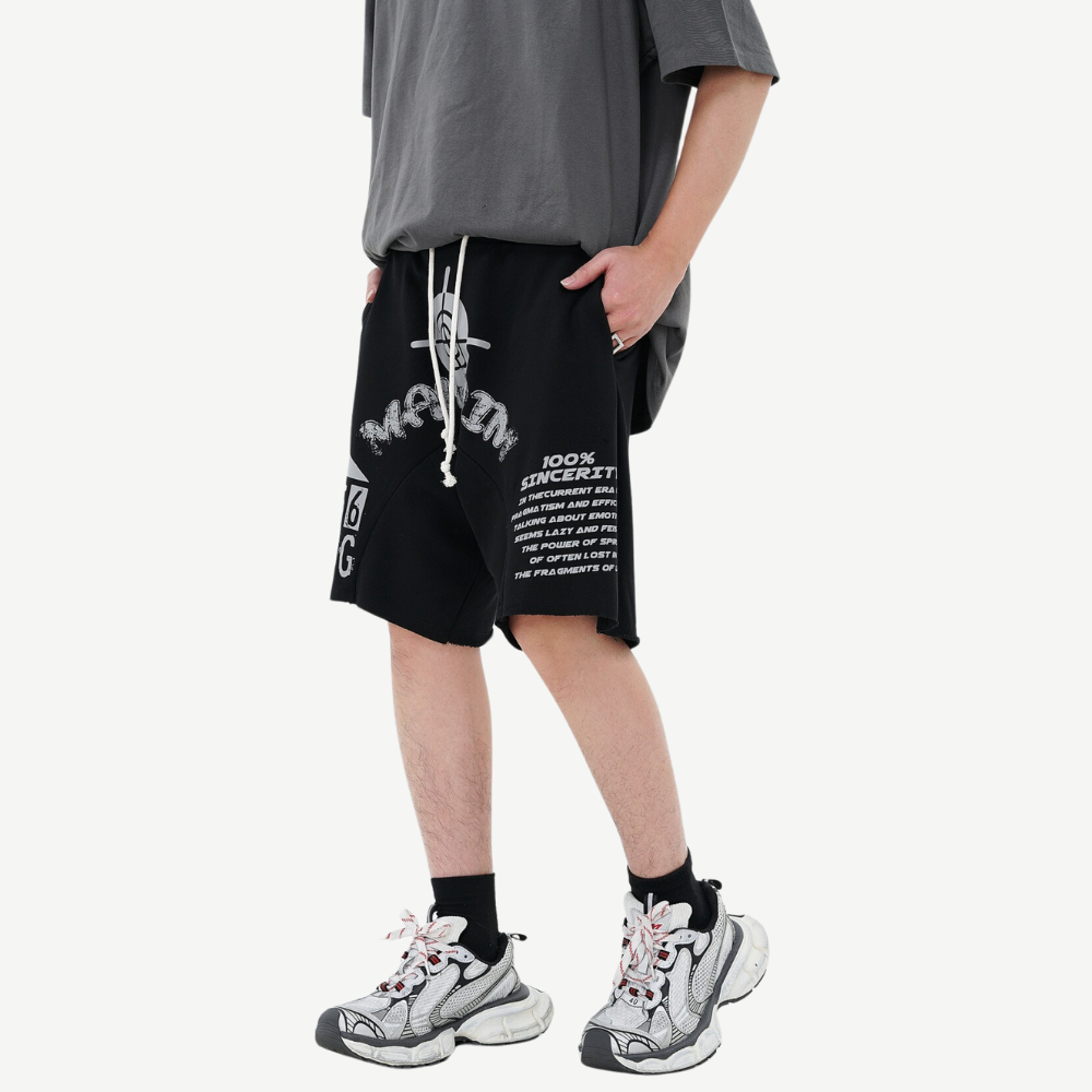 High Street Irregular Rolled Hem Sports Shorts