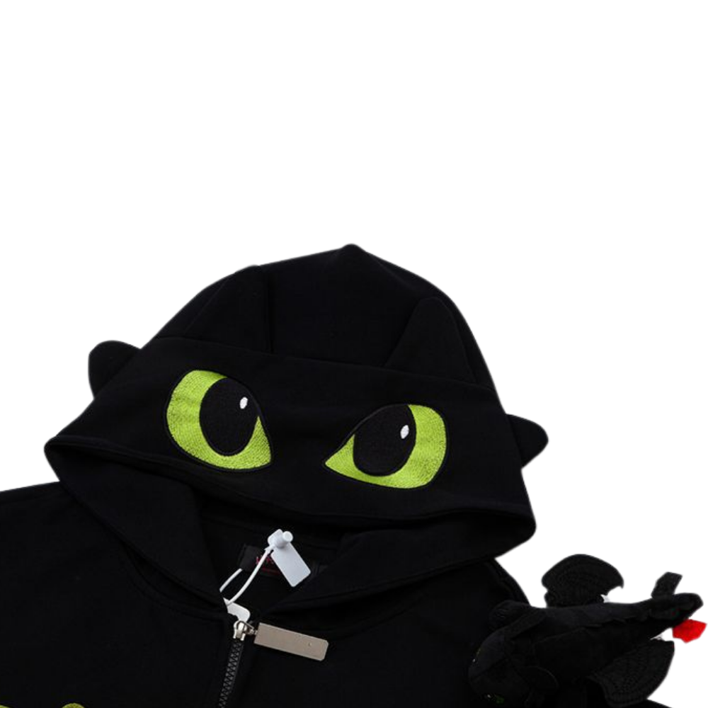 Cute Toothless Doll Embroidered Hoodie