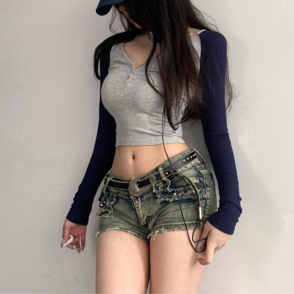 Women's Hottie Contrast Color Long Sleeve Shirt