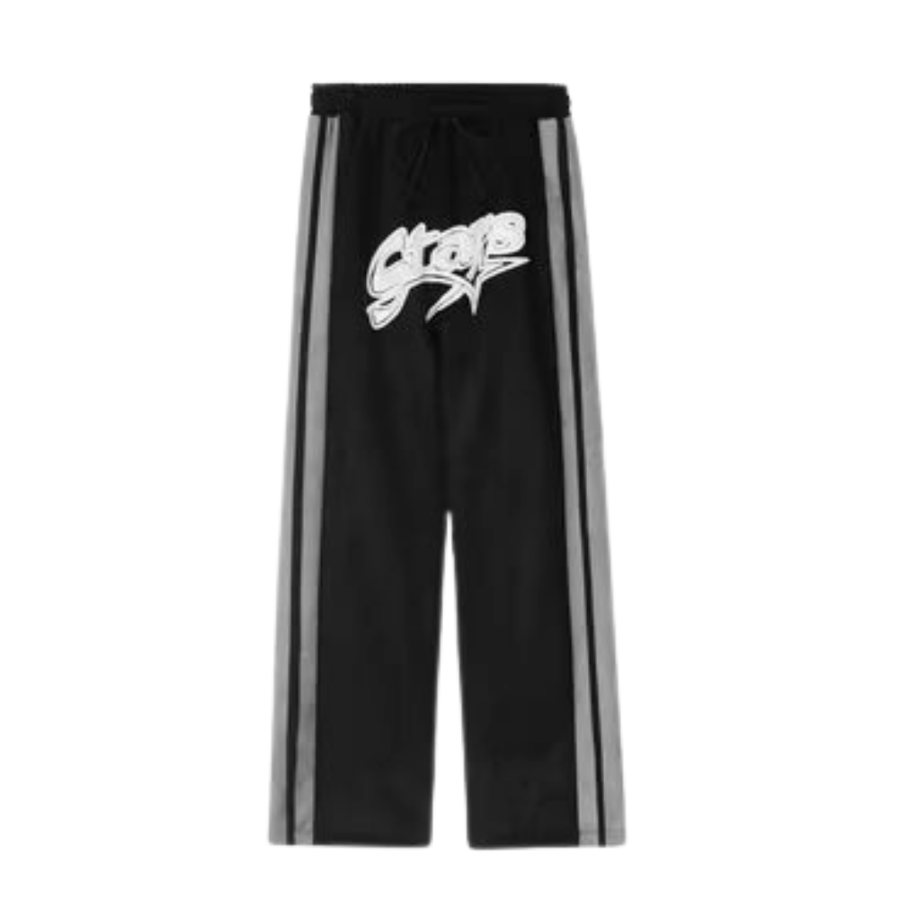 Retro Suede Letter Patch Sweatpants