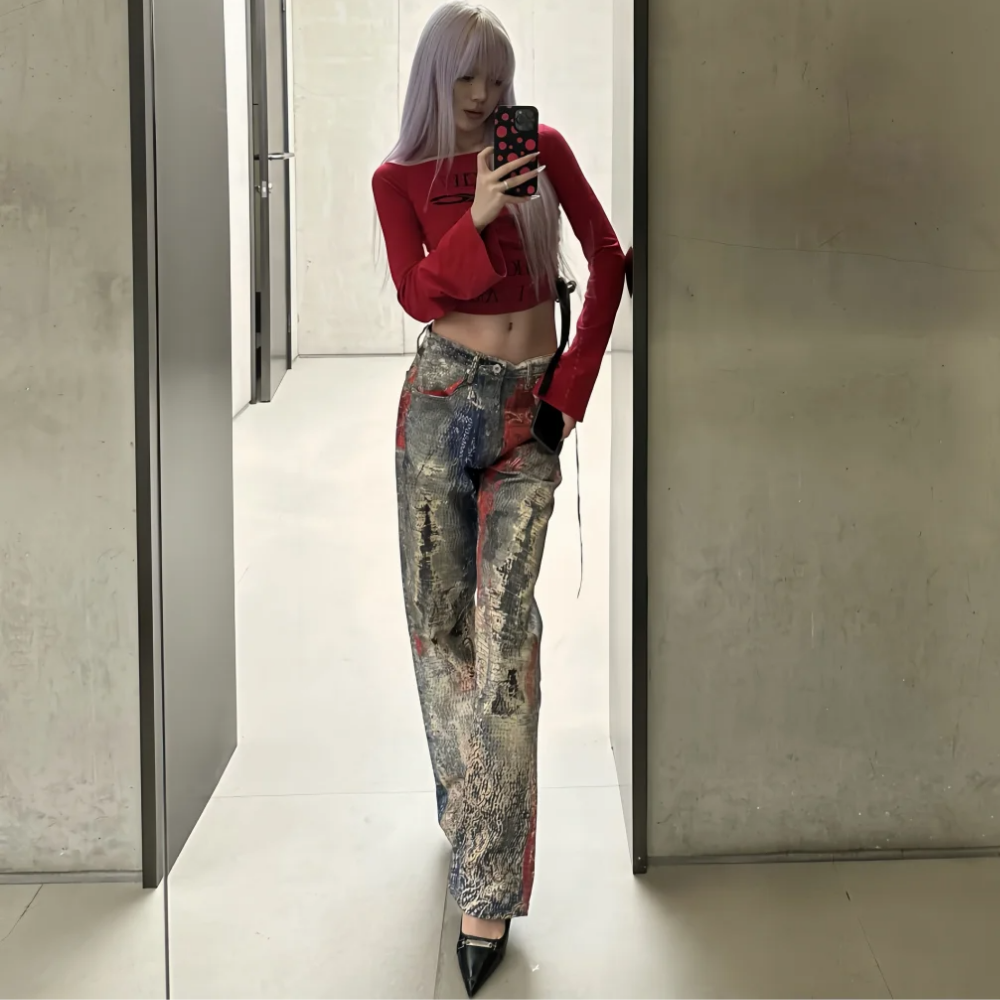 DF |Vibe Paisley Digital Print Jeans