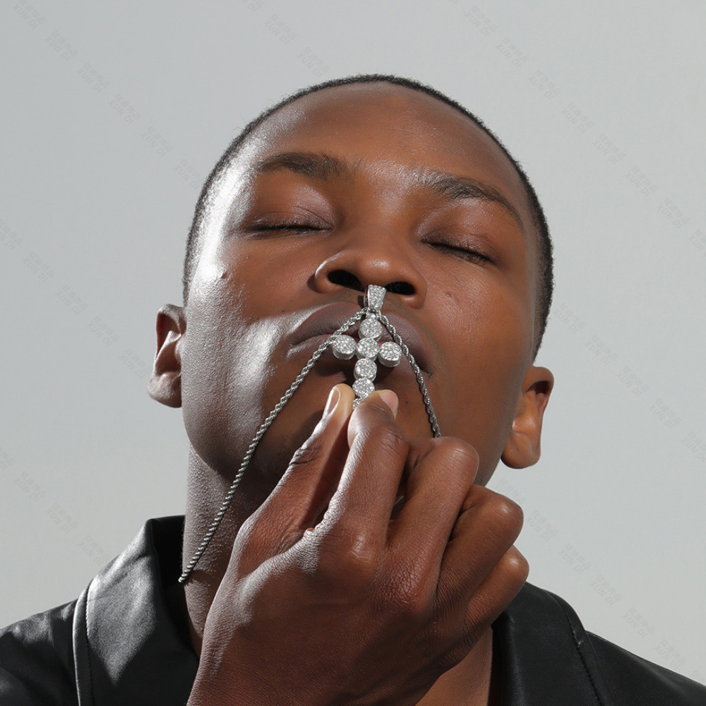 American Arc Rhinestone Cross Necklace