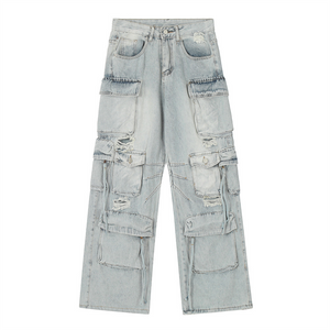 Punk Multi-pocket Ripped Jeans