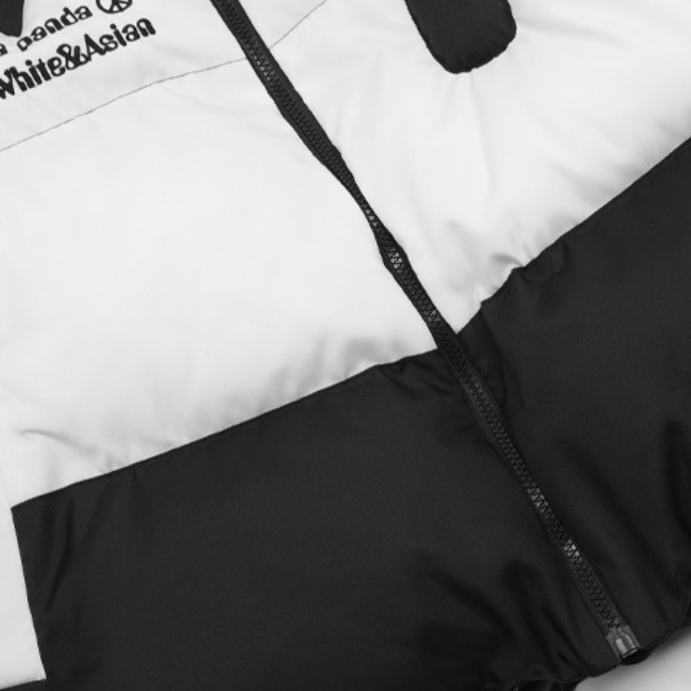 Panda-Paneled Windproof Hooded Coat