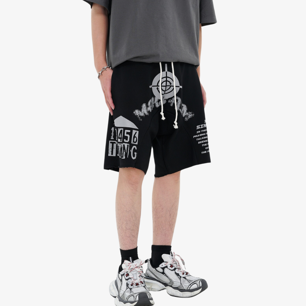 High Street Irregular Rolled Hem Sports Shorts