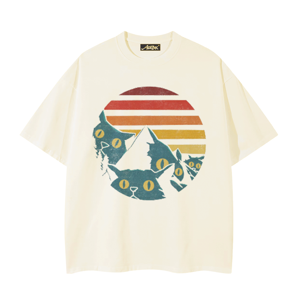 Curious Kitty Print T-shirt