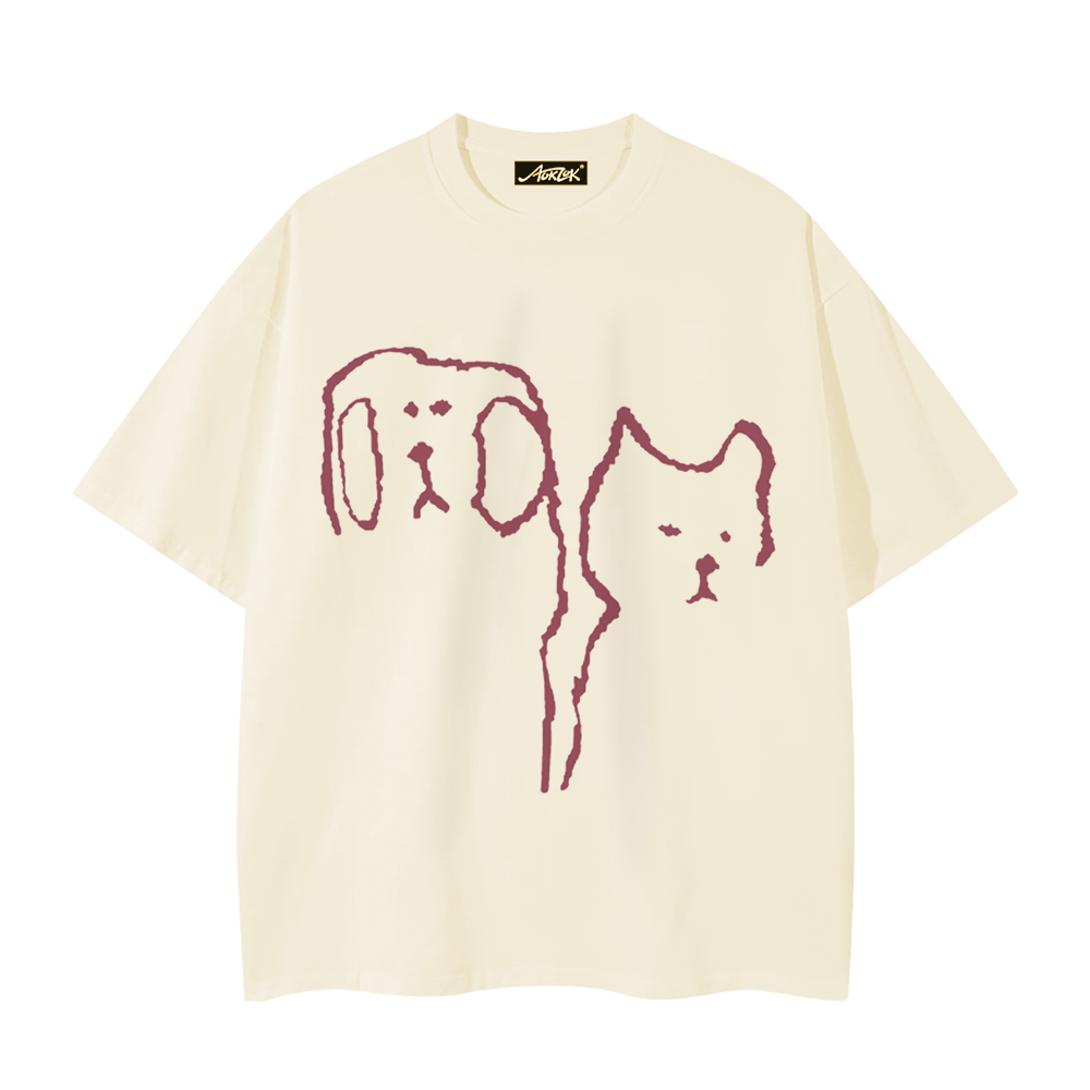 Cat and Dog Print T-Shirt
