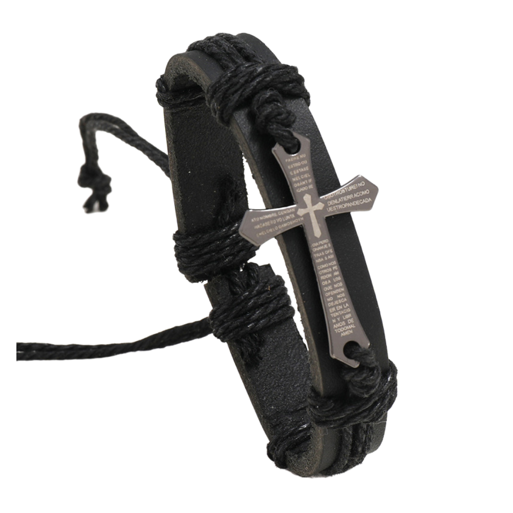 Retro Cross Leather Bracelet