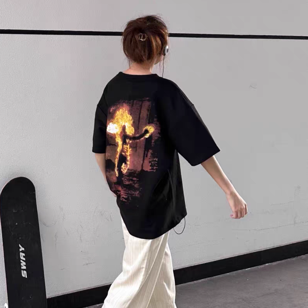 High Street Flaming Man Print T-shirt