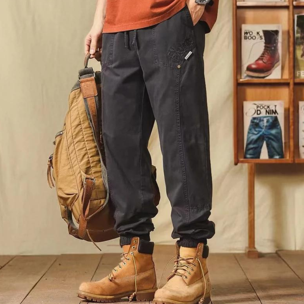 American Casual Retro Solid Color Ankle Cargo Pants