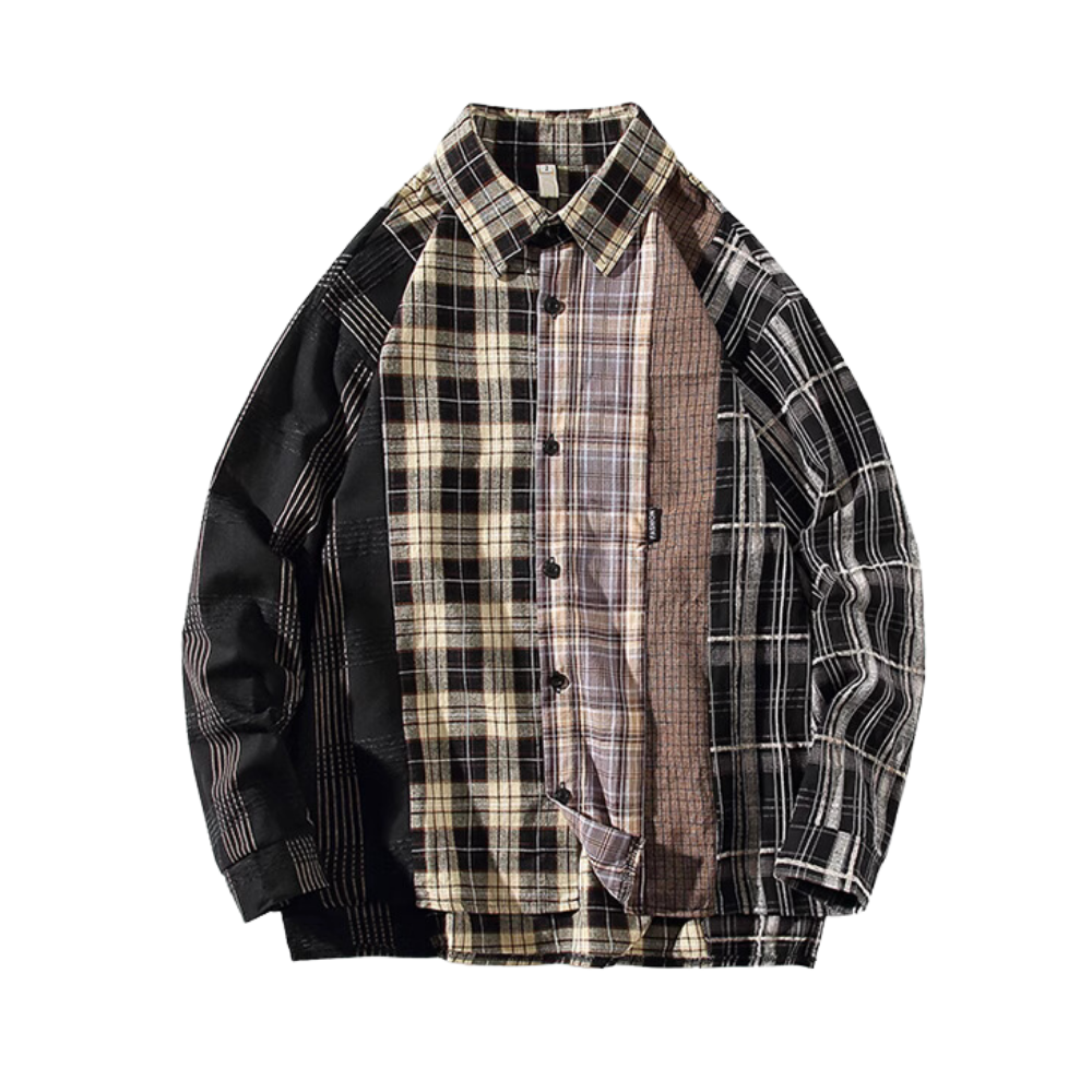 Vintage Patchwork Plaid Shirt