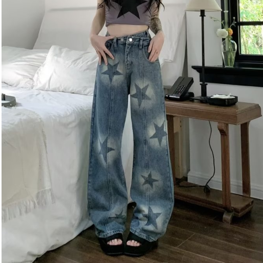 Women's Urban Star Design Washed Jeans