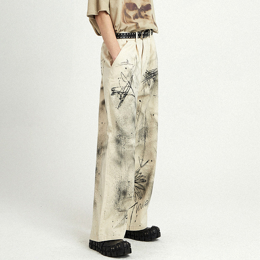 DF White And Black Ink Design Jeans