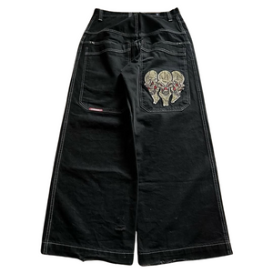 BAGGOUT Vintage Wash Loose Fit Triple Skulls Jeans