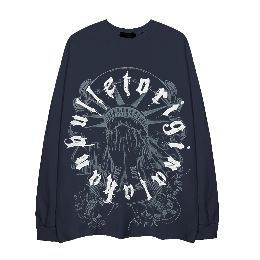 Statue Of Liberty Letters Circle Long-Sleeve Shirt