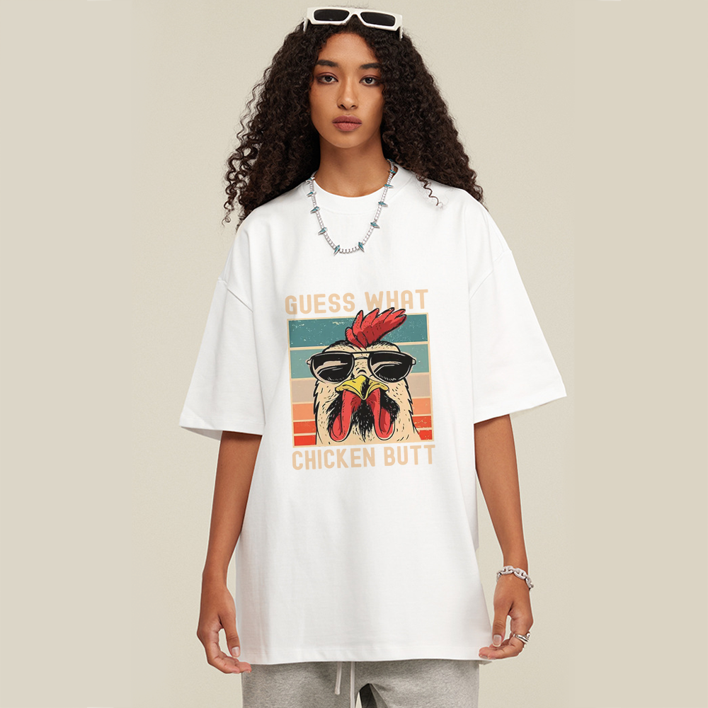 Indifferent Rooster Print T-shirt